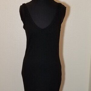 Rip Curl Black Ribbed Maxi Dress Sz Small Beach Vacation Layering Bodycon Biker